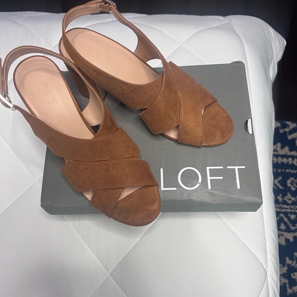 LOFT Brown Sandals with Wide Leather Band